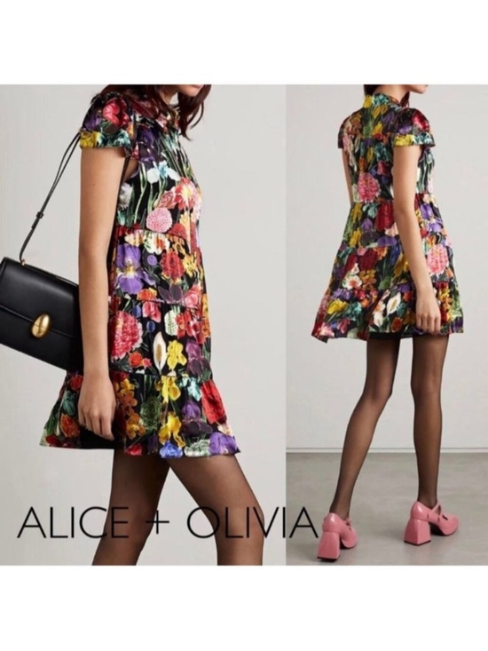 Alice + Olivia Dresses & Skirts - NWT Alice + Olivia Meeko Tiered Floral Shirt Dress Botanical Garden Size 8
